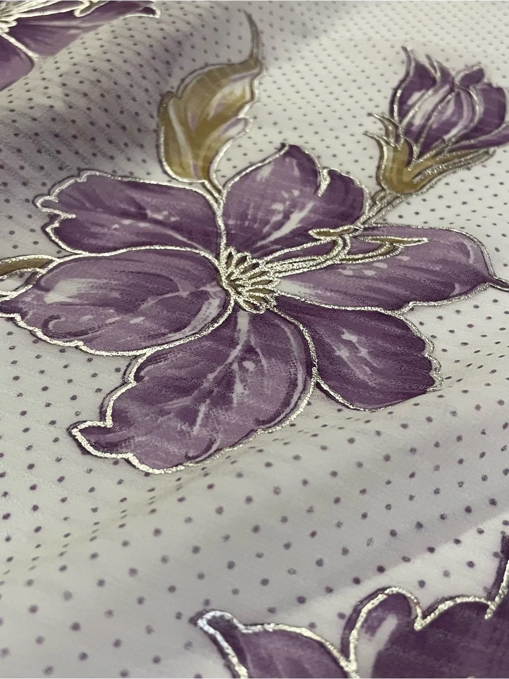 Oversized White with Purple Border Fashion Scarf or Sarong with Lilac Flowers